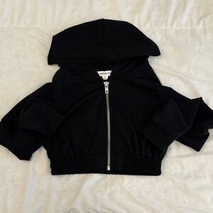Cropped Black Zip-Up Hoodie